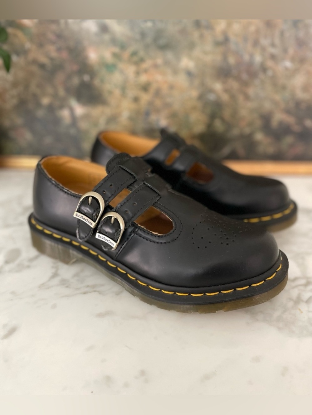 Dr. Martens Mary‎ Jane Black Leather Chunky Y2K Brogue  Size 7 - Picture 3 of 7